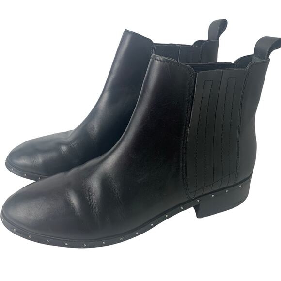 STEVE MADDEN Size 7.5 Women's Orchid Black Leather Studded Ankle Boot Studs - Picture 1 of 15